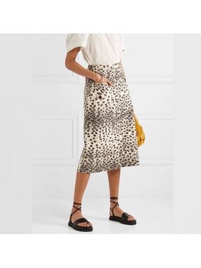 SEA New York Apollo Leopard Print Midi Skirt